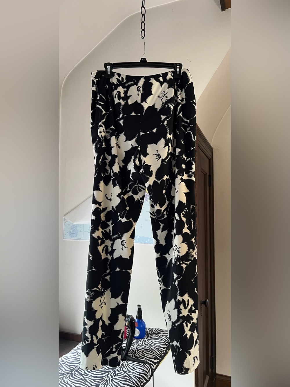 Talbots Black & White Floral Wide-Leg Pants Size 10